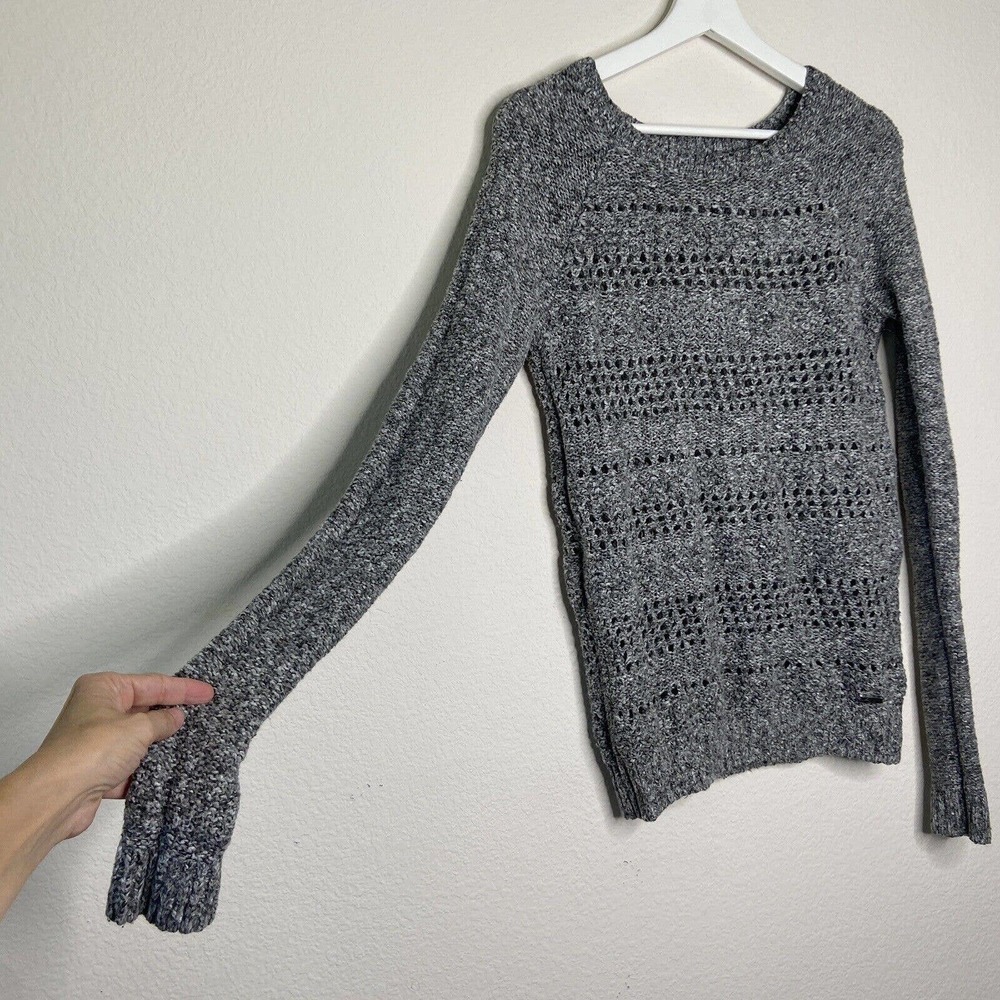 Abercrombie & Fitch Gray Open Knit Sweater Sz XS - Picture 3 of 7